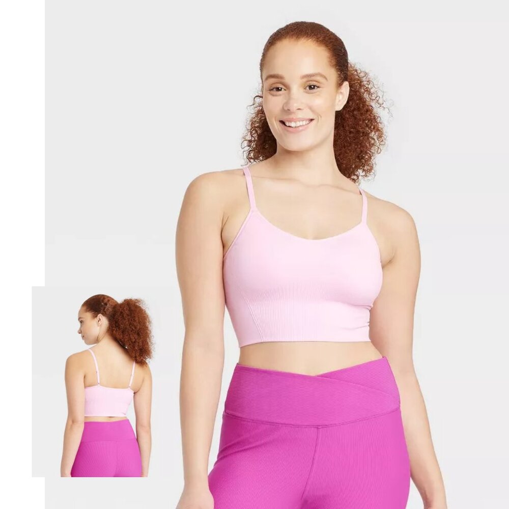All in Motion Light Pink Longline Sports Bra, XL